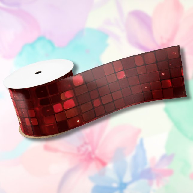 Rote Disco-Style-Quadrate Valentinstag-Muster Satinband (Von Creator hochgeladen)