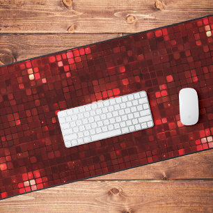 Rote Disco-Style-Quadrate Valentinstag-Muster Schreibtischunterlage