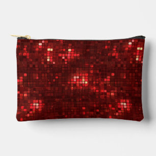 Rote Disco-Style-Quadrate Valentinstag-Muster Zubehörtasche
