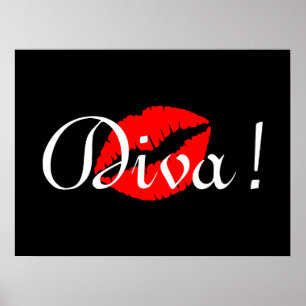 Rote Diva-Kuss Poster