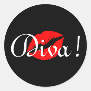Rote Diva-Kuss Runder Aufkleber