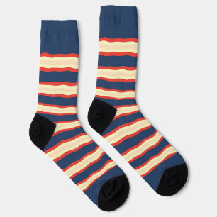 Rote Dk Blaue Cremige Wellige Stylische Socken