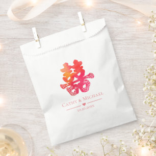 Rote doppelte Glück floral chinesische Hochzeit Geschenktütchen