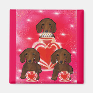 Rote Doxie Valentinstag Magnet