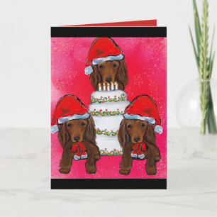 Rote Doxie Weihnachtsmänner Karte