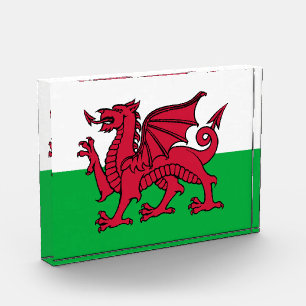 Rote Drache keltische Flagge von Wales & Walisisch Fotoblock