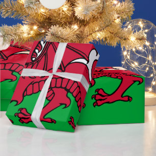 Rote Drache keltische Flagge von Wales & Walisisch Geschenkpapier