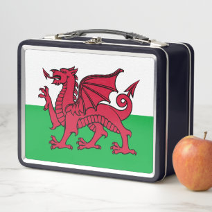 Rote Drache keltische Flagge von Wales & Walisisch Metall Brotdose