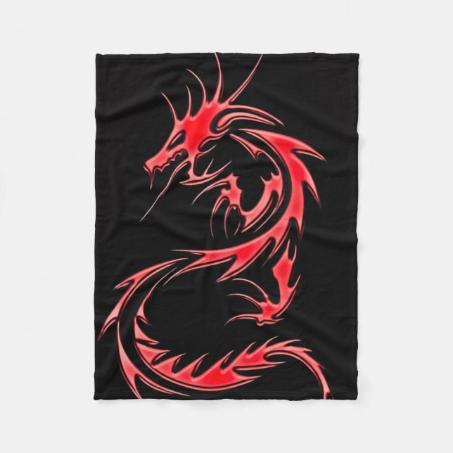 Rote Drache-Spritzpistolen-Kunst-Fleece-Decke Fleecedecke (Vorderseite)