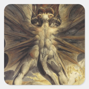 Rote Drachen-Aufkleber Quadratischer Aufkleber