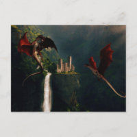 Rote Drachen Burg Fantasy Landschaft