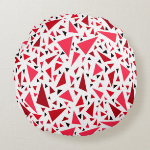 Rote Dreiecke auf weißem Hintergrund Rundes Kissen