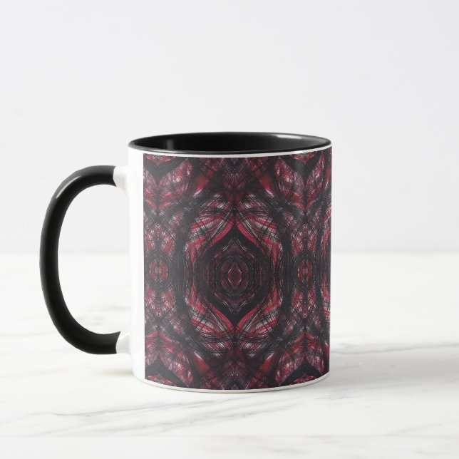 Rote dunkelrote abstrakte Aquarellkunst Tasse (Links)