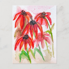 Rote Echinacea-Blume in Wasserfarbe Feiertagspostkarte