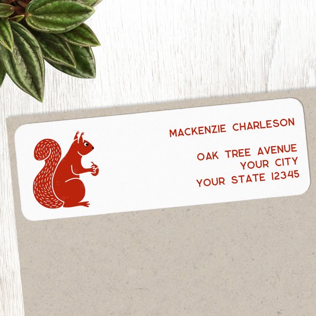 Rote Eichhörnchen-Rücksendeadresse (Red squirrel personalized return address label sticker)