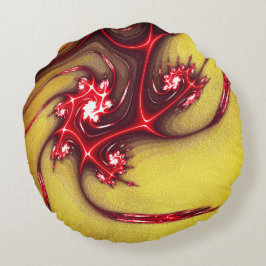 Rote Eidechse aus Fraktal auf ockerfarbenem Sand Rundes Kissen