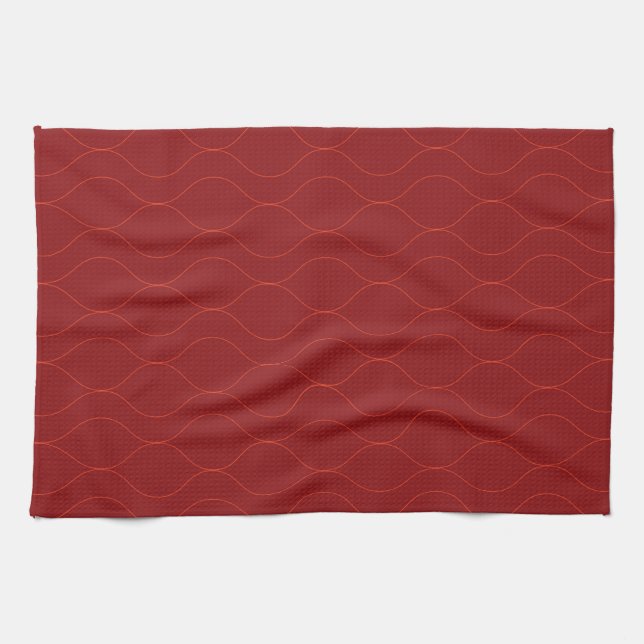 Rote, einfache, elegante, coole Wave Abstraktion A Geschirrtuch (Horizontal)