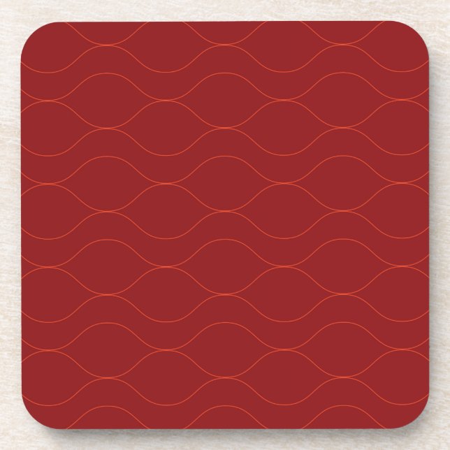 Rote, einfache, elegante, coole Wave Abstraktion A Getränkeuntersetzer (Vorderseite)