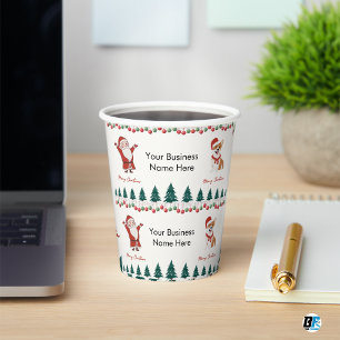 Rote einfache Frohe Weihnachten Wrap-around-Papier Pappbecher