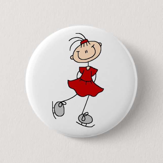 Rote Eisläuferin T-Shirts und Geschenke Button (Vorderseite)