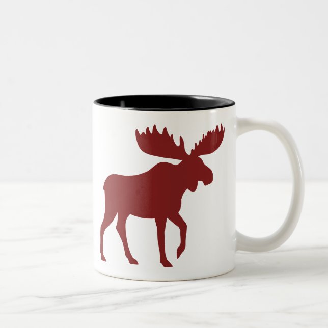 Rote Elche Silhouette | Land Urlaub Wildfauna Zweifarbige Tasse (Rechts)