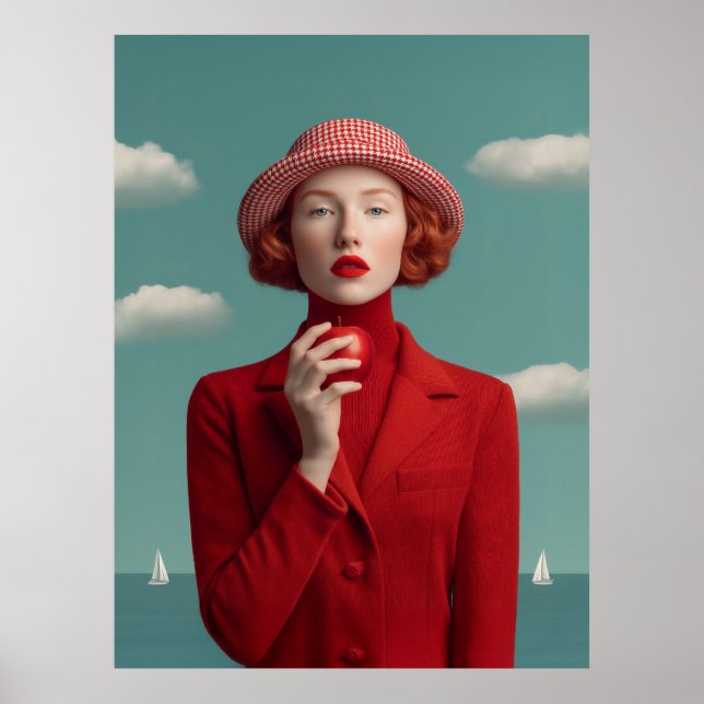 Rote Eleganz mit Apple Poster (Vorne)