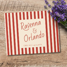 Rote Elfenbein-Streifen Retro-Minimalist-Hochzeit Gästebuch