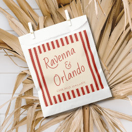 Rote Elfenbein-Streifen Retro-Minimalist-Hochzeit Geschenktütchen