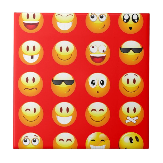 rote Emojis Fliese (Vorderseite)