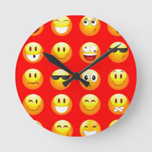 rote Emojis Runde Wanduhr