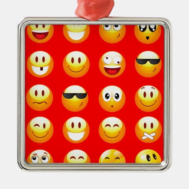 rote Emojis Silbernes Ornament (Vorne)