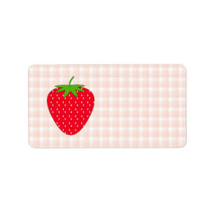 Rote Erdbeere auf Gingham-Kontrolle Adressaufkleber