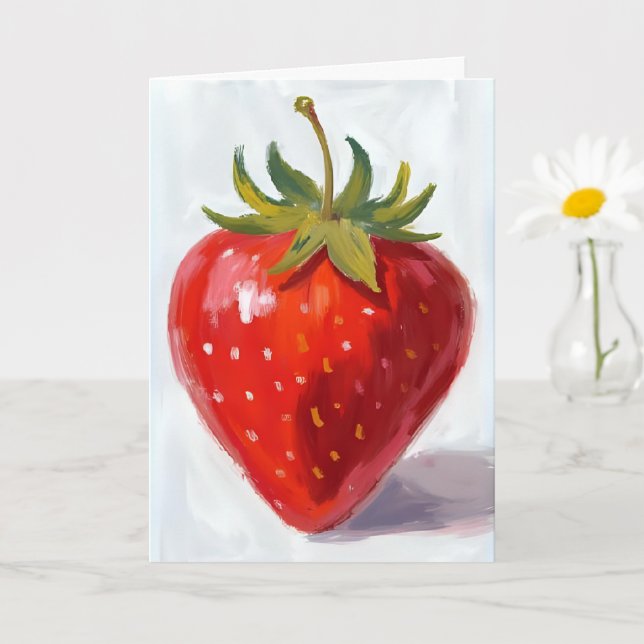 Rote Erdbeere Frucht Aquarellmalerei Karte (Kleine Pflanze)