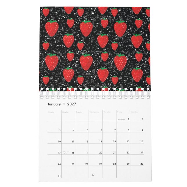 Rote Erdbeere Frucht Lovers Süße Berries Elegant Kalender (Jan 2027)