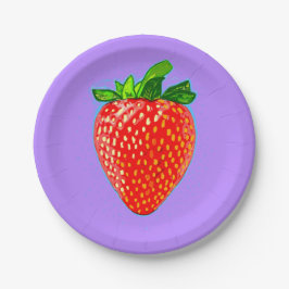 Rote Erdbeere im Pop Art Style Pappteller