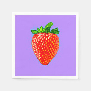 Rote Erdbeere im Pop Art Style Serviette