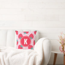 Rote Erdbeeren Blumenmuster Monogramm