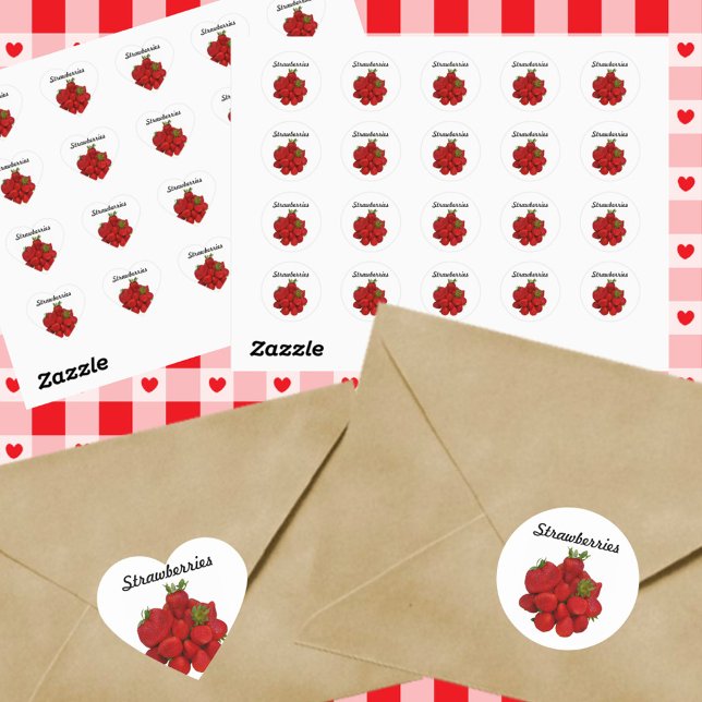 Rote Erdbeeren Fotografisch Runder Aufkleber (Von Creator hochgeladen)
