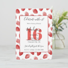 Rote Erdbeeren Frucht 16. Geburtstag Einladung