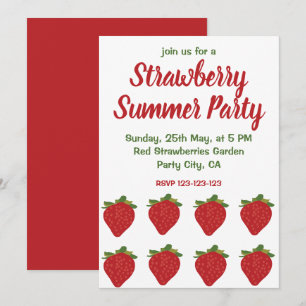 Rote Erdbeeren Früchte Erdbeere Sommer Party Einladung