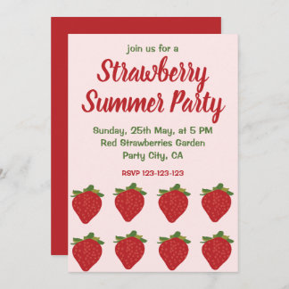 Rote Erdbeeren Früchte Erdbeere Sommer Party Einladung
