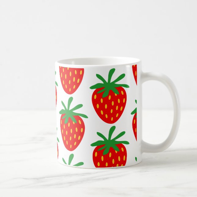 Rote Erdbeeren Muster Kaffeemaschine Geschenkidee  Tasse (Rechts)