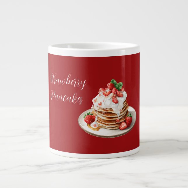 Rote Erdbeeren Pfannkuchen Jumbo-Tasse (Vorderseite)