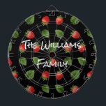 Rote Erdbeeren Sommerfruchtmuster Personalisiert Dartscheibe<br><div class="desc">Genießen Sie den Sommer mit diesem gemusterten Dartboard aus Erdbeeren. Die frischen roten Früchte und die grünen Blätter schaffen ein stilvolles und niedliches Design. Das Dartboard kann mit dem eigenen Text personalisiert werden,  der in der weißen Hauptstadt als Schrift angezeigt wird. Ein ideales Geschenk,  um den Spielsaal aufzuhellen.</div>