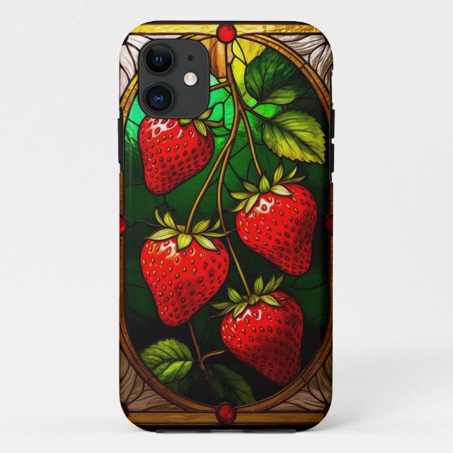 Rote Erdbeeren und grüne Blätter Case-Mate iPhone Hülle (Rückseite)