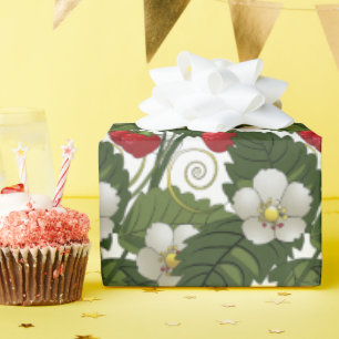 Rote Erdbeeren und grüne Blätter Decoupage Geschenkpapier