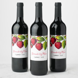 Rote Erdbeeren Vintage-Illustration Weinetikett