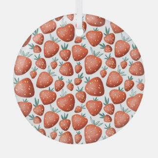 Rote Erdbeeren weißer Hintergrund Nahtlos Ornament Aus Glas