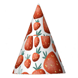 Rote Erdbeeren weißer Hintergrund Nahtlos Partyhütchen