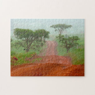 Rote Erde Road Veldt Nebel Südafrika. Puzzle